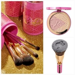 PUR Barbie 5-piece Brush Set, Kabuki brush, and Illuminating highlighter duo